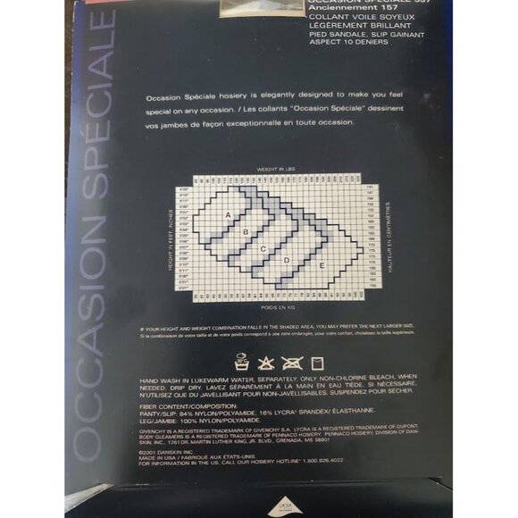 "Givenchy Hosiery Body Gleamers - Style 637, Shimmery Ultra Sheer Size A - Picture 2 of 2